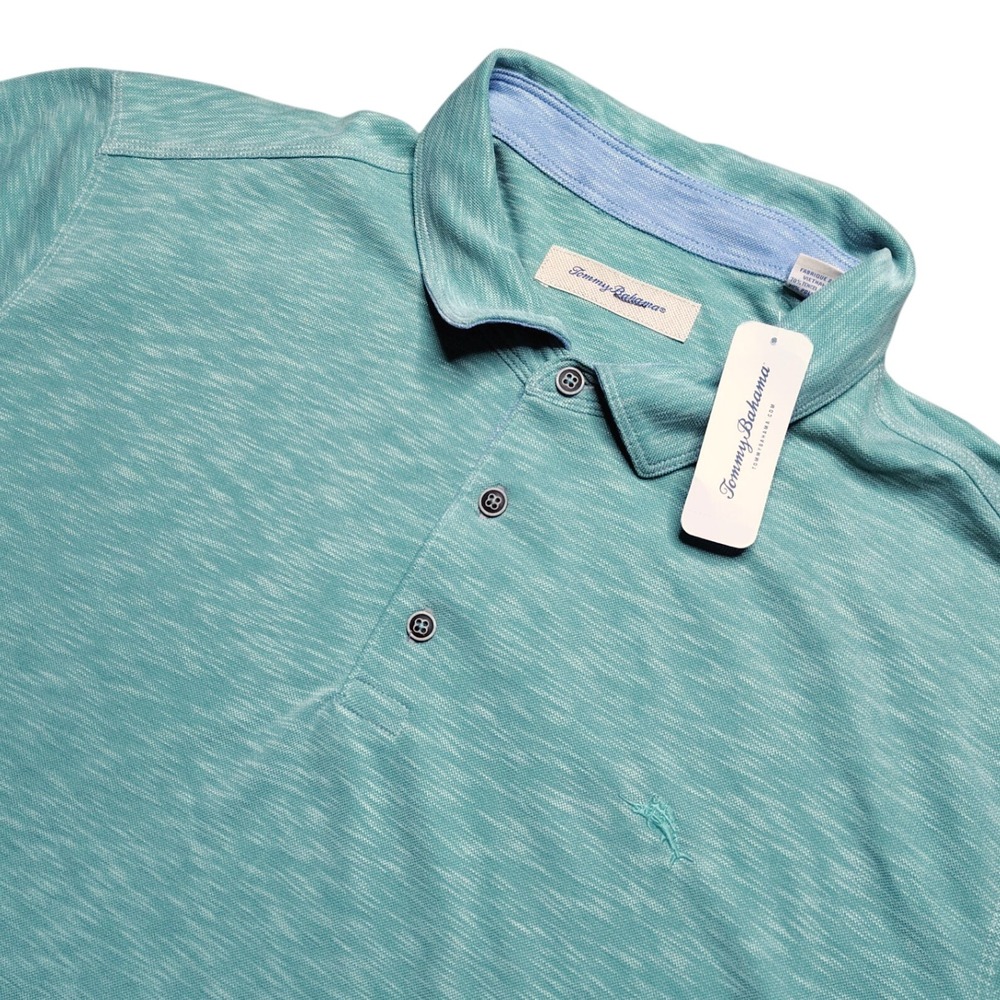 Tommy Bahama Paradiso Polo Mens XXXL Gulf Shore Green NWT Space Dye Tencel Blend
